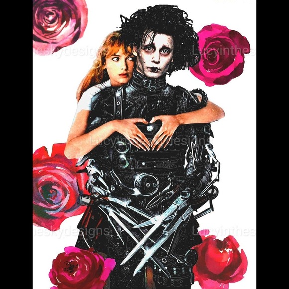 Art Print Edward Scissorhands Love Soulmate Tim Burton Spooky Gothic Wal… - Picture 2 of 5